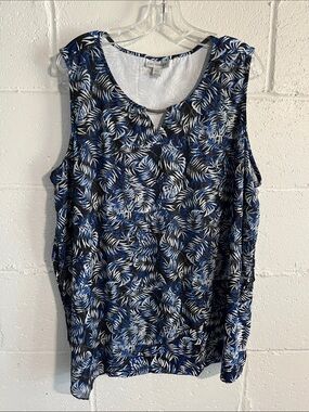 Catherine’s Leaf-Print Sleeveless Tank- Fully Lined 2XP- NWOT